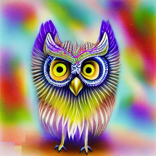 An Energetic Owl (cartoon style)